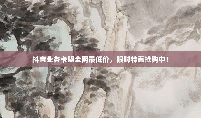 抖音业务卡盟全网最低价,限时特惠抢购中!