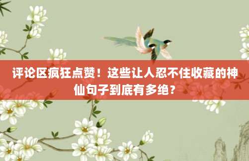 评论区疯狂点赞!这些让人忍不住收藏的神仙句子到底有多绝?