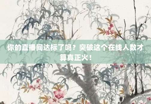 你的直播间达标了吗?突破这个在线人数才算真正火!