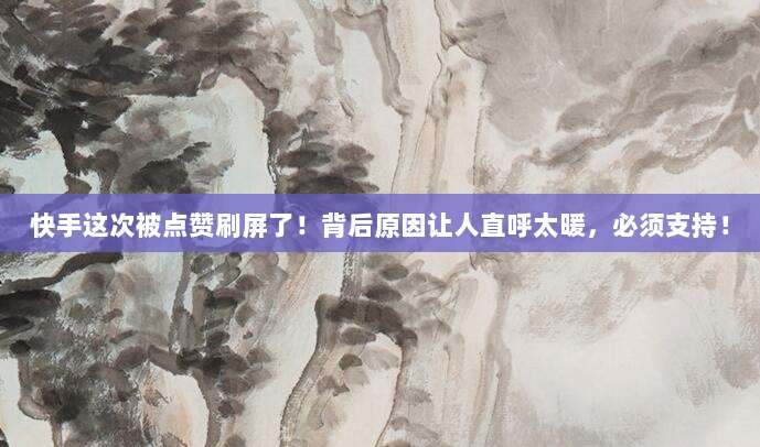 快手这次被点赞刷屏了!背后原因让人直呼太暖,必须支持!